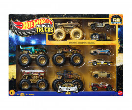 Играчка за момчета Hot Wheels - Монстер Тракс: Комплект от 5 бъгита (1:64) и 6 металки колички JDW07