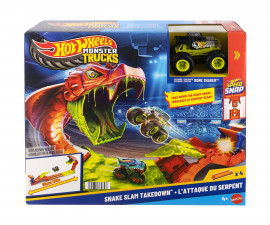 Играчка за момчета Hot Wheels - Monster Trucks: Комплект със змийска каскада JJN44