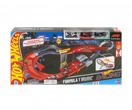 Играчка за момчета Hot Wheels Racing - Formula 1 състезателна писта с 3 колички JMC90