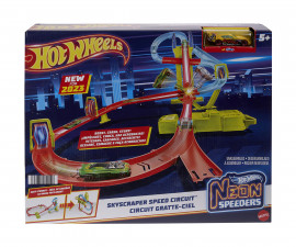 Комплект за игра за момчета Hot Weels Neon Speeders - Скоростен небостъргач с неонов състезател HPC07