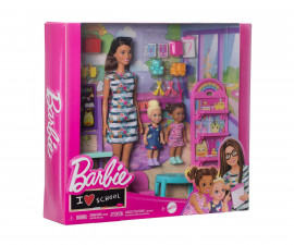 Игрален комплект за деца с кукла Barbie - Обичам училището, кукла Барби с 2 малки кукли и 20 аксесоара HRG85