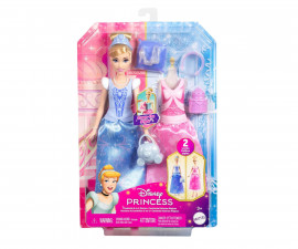 Играчки за момичета Disney Princess - Кукла Пепеляшка с 2 тоалета и 9 аксесоара JCR95