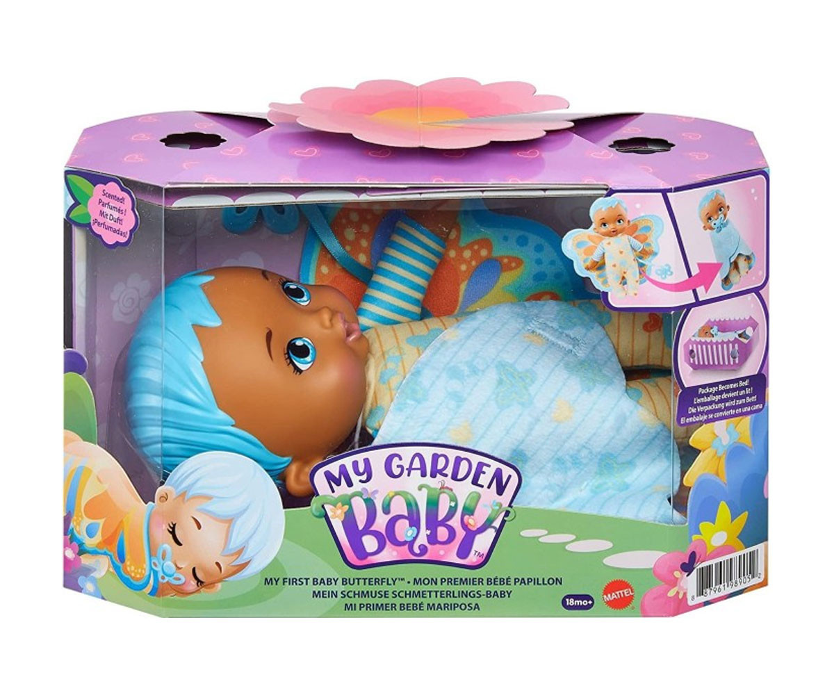 My Garden Baby: Плюшена кукла бебе пеперудка, със синя коса HBH38