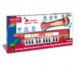 Детски музикален инструмент Bontempi - Мини караоке синтезатор с микрофон и 24 клавиша 60 2120