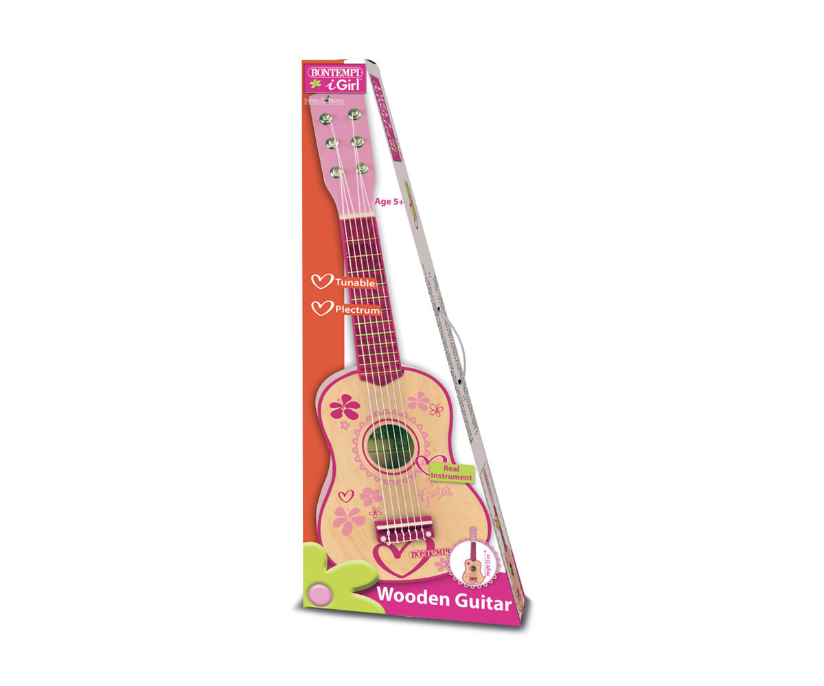 Детски музикален инструмент Bontempi - Класическа дървена китара за момиче 55см. 22 5572