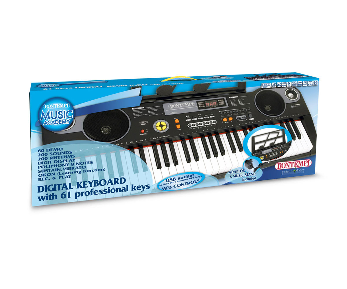 Детски музикален инструмент Bontempi - Електронен синтезатор 61 клавиша и USB 16 6118