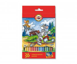 Комплект цветни моливи Koh-i-Noor Том и Джери, 36 цвята