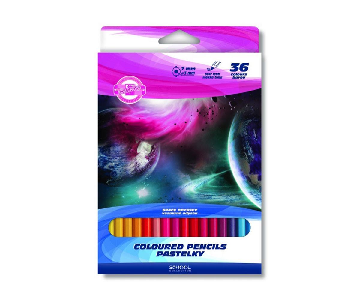 Комплект цветни моливи Koh-i-Noor, Звездна одисея, 36 цвята