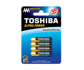 Усилена алкална батерия TOSHIBA Alpha Power, AAA/LR03 (1.5V), 4 броя 1TOBA03000000ALP3D