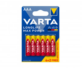 Усилени алкални батерии VARTA Longlife Max Power (AAA), 4+2 броя 6016018