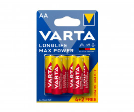 Усилени алкални батерии VARTA Longlife Max Power (AA), 4+2 броя 6016020