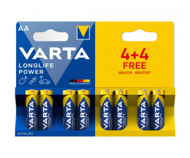 Усилени алкални батерии VARTA Longlife Power (AA), 4+4 броя 6014091
