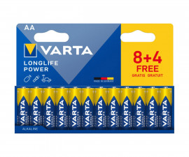 Усилени алкални батерии VARTA Longlife Power (AA), 8+4 броя 6012038