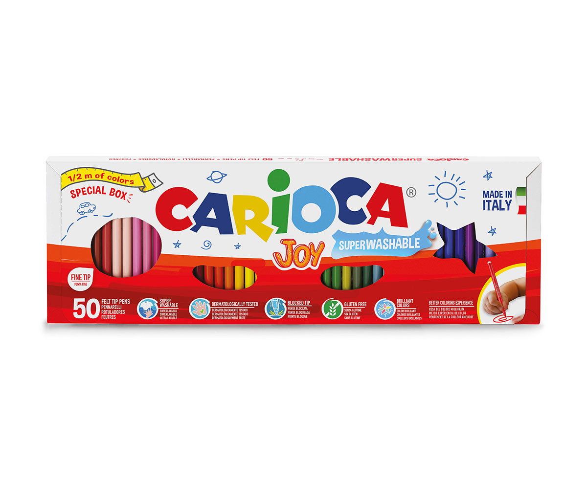 Ученически принадлежности флумастери Carioca Joy, 50 броя 31 цвята 41018