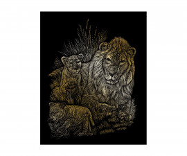 Комплект за гравиране на златна повърхност с писец с метален връх Royal, лъвица и лъвчета GOLF14