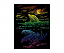 Комплект за гравиране на цветна повърхност с писец с метален връх Royal, делфини RAIN25