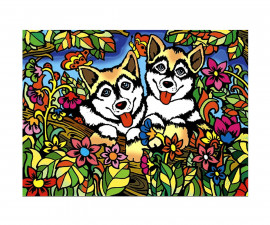 Картина за оцветяване Colorvelvet, Хъски, 29.7 x 21 см - Fistocommerce S5