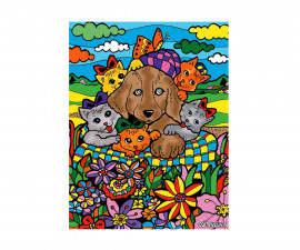 Картина за оцветяване Colorvelvet, Котета и куче, 29.7 x 21 см - Fistocommerce S8