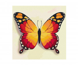 Комплект рисуване по номера с акрилни бои върху платно на подрамка Ideyka, Оранжева пеперуда, 25 х 25 см - Fistocommerce KHO4210