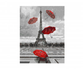 Комплект рисуване по номера с акрилни бои върху платно на подрамка Ideyka, Париж, 35 х 45 см - Fistocommerce KHO3622