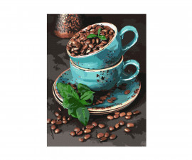 Комплект рисуване по номера с акрилни бои върху платно на подрамка Ideyka, Ароматно кафе на зърна, 30 х 40 см - Fistocommerce KHO5636
