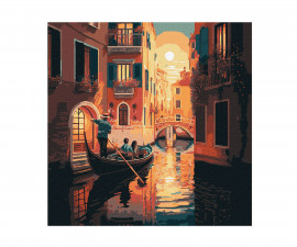 Комплект рисуване по номера с акрилни бои върху платно на подрамка Ideyka, Венеция, 40 x 40 см - Fistocommerce KHO3637