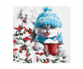 Комплект рисуване по номера с акрилни бои върху платно на подрамка Ideyka, Коледно настроение, 40 х 40 см - Fistocommerce KHO4374