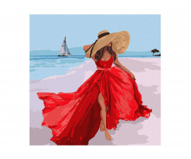 Комплект рисуване по номера с акрилни бои върху платно на подрамка Ideyka, Лятна романтика, 40 х 40 см - Fistocommerce KHO4841