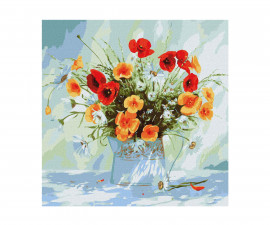 Комплект рисуване по номера с акрилни бои върху платно на подрамка Ideyka, Летни цветя, 40 х 40 см - Fistocommerce KHO3122
