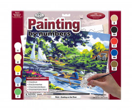 Комплект рисуване по номера с акрилни бои Royal Adult Large, Разходка по реката, 39 х 30 см - Fistocommerce PAL8