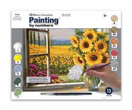 Комплект рисуване по номера с акрилни бои Royal Adult Large, Слънчогледови поля, 39 х 30 см - Fistocommerce PAL50