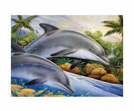 Комплект рисуване по номера с акрилни бои Royal Junior Large, Делфини, 39 х 30 см - Fistocommerce PJL44