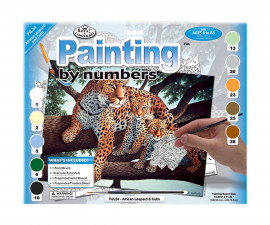 Комплект рисуване по номера с акрилни бои Royal Junior Large, Леопарди, 39 х 30 см - Fistocommerce PJL24