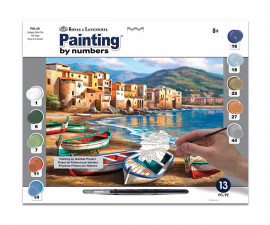 Комплект рисуване по номера с акрилни бои Royal Adult Large, Градски плаж, 39 х 30 см - Fistocommerce PAL46