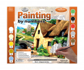 Комплект рисуване по номера с акрилни бои Royal Adult Large, Къща край реката, 39 х 30 см - Fistocommerce PAL14