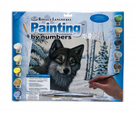 Комплект рисуване по номера с акрилни бои Royal Junior Large, Вълк, 39 х 30 см - Fistocommerce PJL29