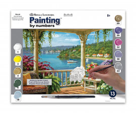 Комплект рисуване по номера с акрилни бои Royal Adult Large, Веранда към езерото, 39 х 30 см - Fistocommerce PAL48