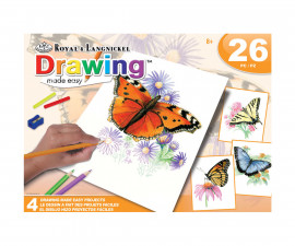 Комплект 4 картини микс Royal: Рисуване по номера с цветни моливи, пеперуди - Fistocommerce AVSDME202