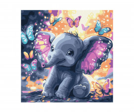 Fistocommerce KHO6761 - Ideyka kit with acrylic paints: A carefree elephant with metallic paints