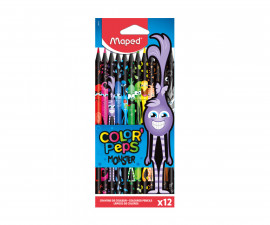 Цветни моливи MAPED COLOR PEPS BLACK MONSTER, 12 цвята  9862612