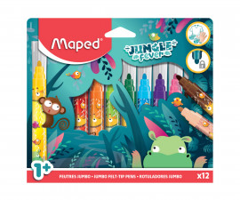 Детски джъмбо флумастери MAPED Треска за джунгла, 12 цвята 9846900