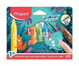 Детски джъмбо восъчни пастели MAPED Треска за джунгла, 12 цвята 9861400