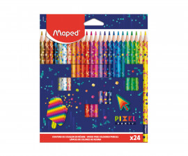 Детски моливи цветни MAPED Color peps Pixel Party, 24 цвята  9862206