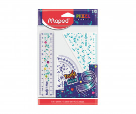 Детски комплект за чертане от 3 части MAPED Pixel Party twistnflex, гъвкав, 15 см 9981835