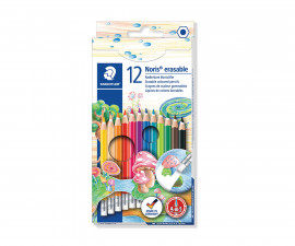 Цветни моливи за оцветяване и рисуване Staedtler Noris Club, 12 цвята и гума