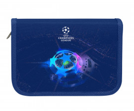 Ученически несесер UEFA 1 цип, 2 прегради, празен, 21 x 4 x 14 см, син 531209