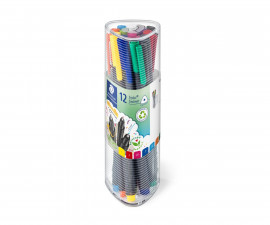 Staedtler - Комплект тънкописци 334, 12 цвята в тубус 334 PR12