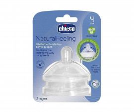 Антиколик биберон за хранене от силикон за хранене Chicco Natural Feeling, комбиниран 4м+, 2 броя N0206