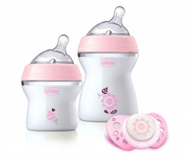 Комплект за подарък за новородено бебе с шишета и биберони Chicco Natural Feeling, момиче N0253