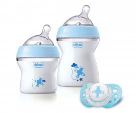 Комплект за подарък за новородено бебе с шишета и биберони Chicco Natural Feeling, момче N0254